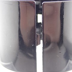 VTG 1980s Black Enamel 1 3/4″ Wide Pinkish Orange Jeweled 7.75″ Bangle Bracelet
