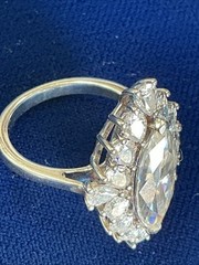 925 Sterling Silver Vintage Ring Marquise & Pear Cut Topaz Sz 7