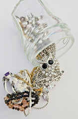 Small jewelry jar Vintage to now, all wearable no junk 8 items in jar #2