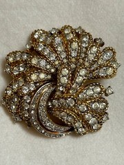 Vintage Jomaz Flower Pave Rhinestone Brooch