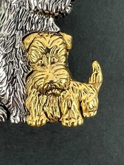 LC Lauren Conrad Brooch Scottish Terriers Dog Puppy Silver Gold Toned