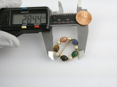 Vintage 1/20th 12k Gold Fill Faux Pearl and Semi Precious Gem Scarabs Circle Pin
