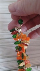 1960s Lucite Leaf Fringe Necklace Made in Hong Kong fall colors choker necklace
