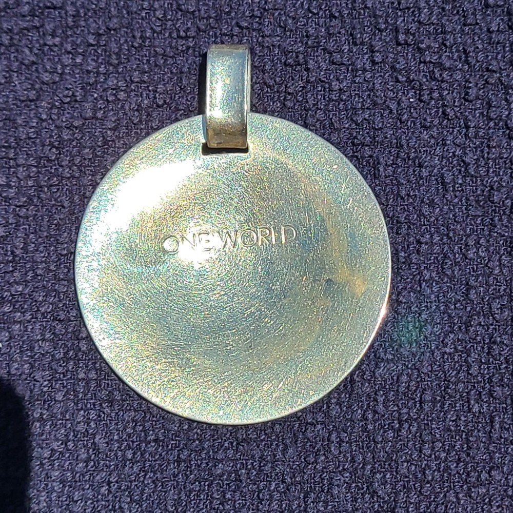 RLM Robert Lee Morris Studios Sterling Silver “One World” Hammered Disc Pendant