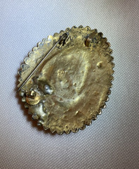 Brooch .935 Silver Turquoise Pearl Pendant 1.75″