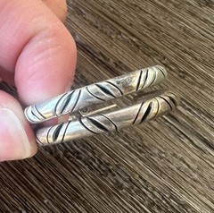 Signed MWS Mexico Hoop Earrings 925 Large Etched Hoops Sterling Silver 925 #10