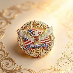 1776-2026 USA 250th Anniversary Brooch Freedom Eagle American Flag Rhinestone Pi