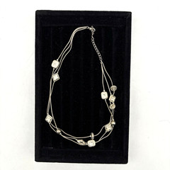 Vintage 90s Silver-tone 3 Layer Floating Floral Charm Necklace 16-18″