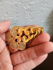 Authentic LANVIN Gold Tone Pave Crystal Pin Brooch vintage GERMANY