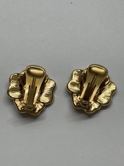 Bob Mackie Clip On Earrings Purple Enamel Pansy Flower Rhinestone