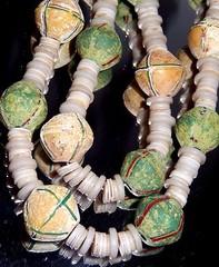 Antique Glass Bead Necklace Bicone King Glass Beads – 32in