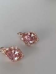 Vintage 1990-s 14 Ct Rolled Gold Pink Topaz Zircons Earrings-Hallmarked 585 RG
