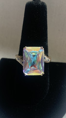 Vintage Gold Over Sterling Mercury Mist Topaz? Ring with Blue Accent Stones
