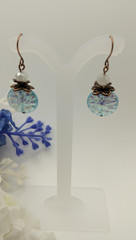 Aqua Dangle earrings Antique Copper Crystal NF Birthday Handmade Mothers Day