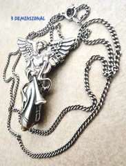 VINTAGE 925 STERLING SILV ANGEL(Gabriel) Pin/Brooch/Pendant, & Chain (NECKLACE)