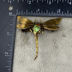 Vintage Dragonfly Brooch Gold Tone Insect Old