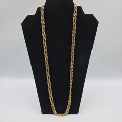 Vintage Monet Goldtone Diamond Cut Twisted Cable Link Necklace 54″ Classic EUC
