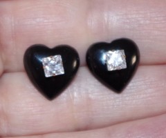 Carved Heart Onyx Vintage Gorgeous Jackets For Earrings Use With Any Stud