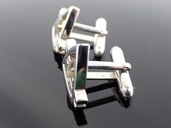 Vintage Swank Signed Geometric Triangle Cufflinks Silver Tone Mid Century