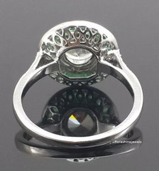 925 Sterling Silver Celebrity Inspired Green Baguette Round Halo Engagement Ring