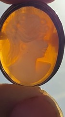 Vintage Cameo Brooch Pair Antique Style Estate Jewelry Filigree Amber Glow Lot