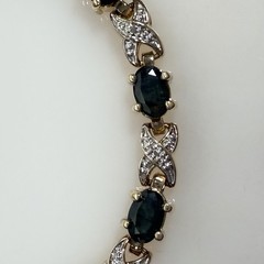Vintage Sapphire Tennis Bracelet XO Sterling Silver 925 Gold Vermeil 6.5″ PAJ