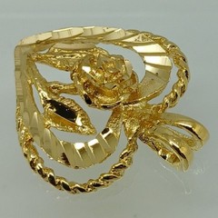 Karatbond Vintage Gold Heart Rose Pendant Diamond Cut Rope Edge Made in USA Y2K