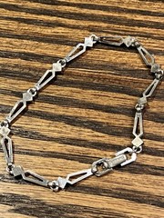 Antique Designer Rhinestone Sterling Silver Bracelet 7 Inches