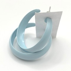 Vintage Blue Earring Bundle 3 Pairs Enamel Hoops Studs Abstract Ceramic Discs