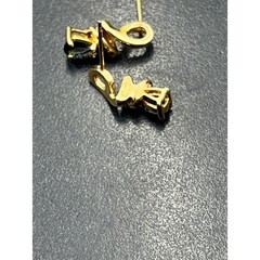 Vintage 10K Yellow London Blue Topaz Diamond Drop Dangle Earrings 1.6 grams