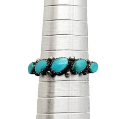 Vintage Sterling Silver 925 Ring Turquoise Blue Stones Southwestern Old Pawn 6.5