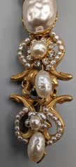 Vintage Miriam Haskell Baroque Faux Pearl Rhinestone Brooch w/ Original Tag