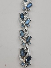 Sarah 1958 Coventry Vintage Blue Champagne Rhinestone Silver Tone 3 Piece Set