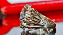 14k yellow gold sz 6 ring 0.80ct natural diamond flower vintage 8.26g Prism-lite