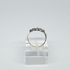 Art Decó 18kt Gold Band Ring With Diamonds and Blue Enamel – 836