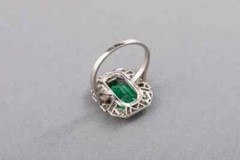 3.00Ct Art Deco Style Lab-Created Emerald Halo Gift Ring 925 Silver Engagement
