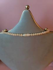 Vintage Hand Carved Rose Bovine Bone Necklace 19″