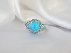 Vintage Sterling Silver 925 Sleeping Beauty Blue Topaz Ring Size 7