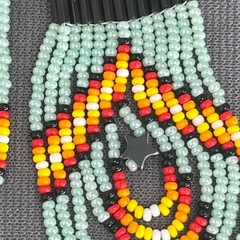 Tribal Earrings Seed Bead Handmade Multicolor Native American Boho Dangle 3” USA