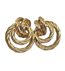 Vintage Twisted Rope Knot Earrings For Pierced Ears | Appr. 1/2″ | Gold Tone