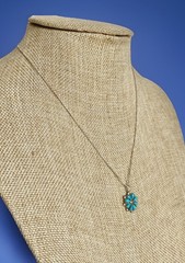 Vintage Zuni Native American Sterling Silver Flower Pendant Necklace 15″ Long