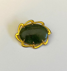 Vintage Signed JJJ 1/20 12K Gold Filled Genuine Jade Brooch Pin