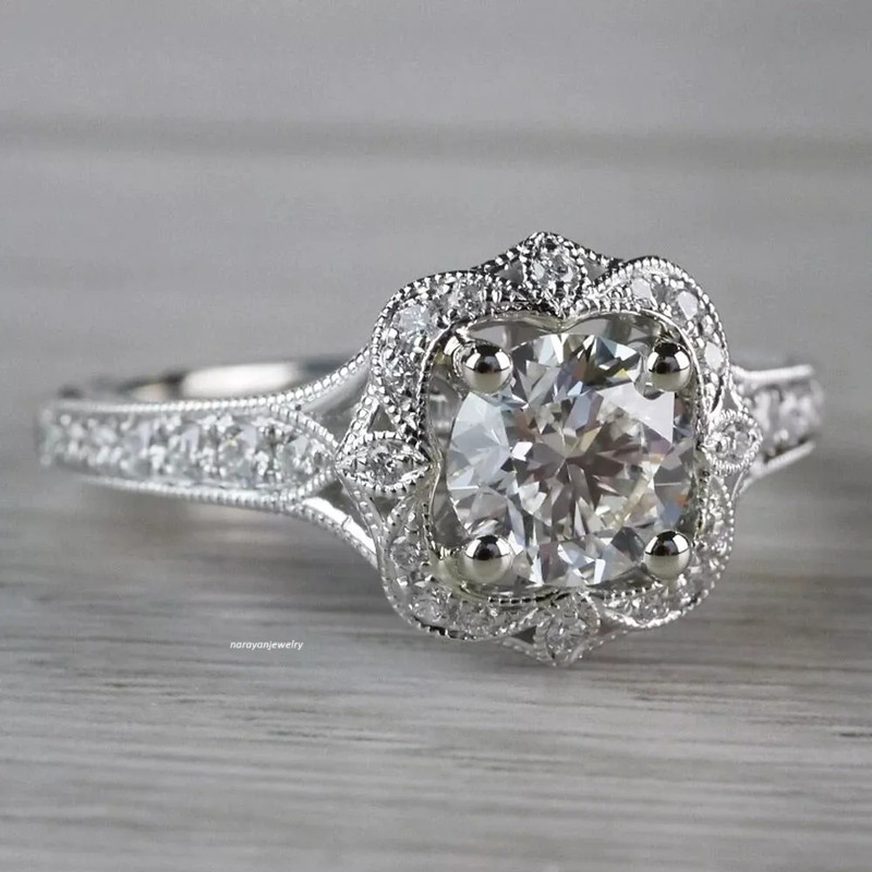 2.5Ct Vintage Art Deco Style Lab Created Diamond Wedding 14K White Gold FN Ring