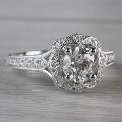2.5Ct Vintage Art Deco Style Lab Created Diamond Wedding 14K White Gold FN Ring