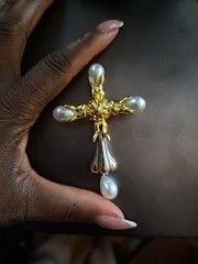 Schiaparelli Inspired Brooch Anatomy Bust Of The Divine Blessing Cross 3.5 In