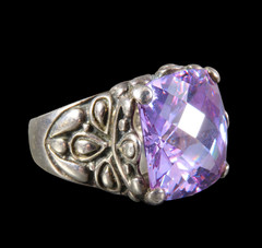 VTG Sterling Silver CHUNKY BIG COCKTAIL RING Light Purple CUSHION CUT Amethyst 6