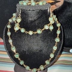 Amazing Vintage Gold Tone Cage Stone Necklace Bracelet Earring Set