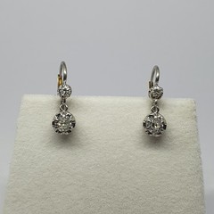 Antique Platinum Pendant Earrings With Natural Diamonds – 736