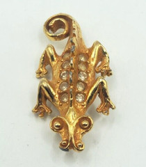 Crocodile Alligator Gator Gold Tone Rhinestones Brooch Pin