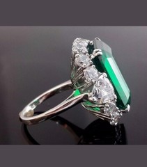 Green Emerald 23CT Big CZ Antique Engagement Ring Solid 925 Sterling Silver